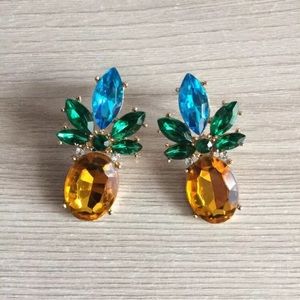 Pretty Crystal Pineapple Earrings Brand New
